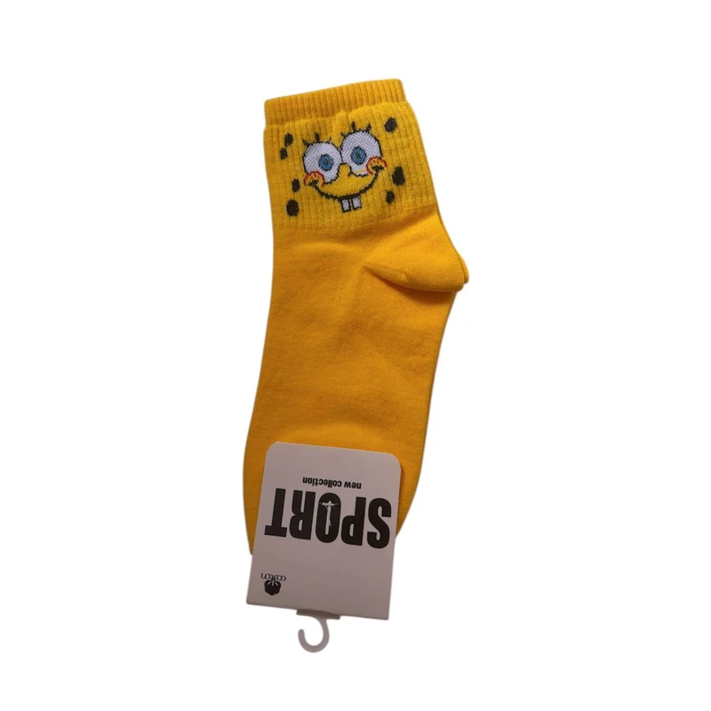 جوراب ساق بلند زنانه طرح عروسکی باب اسفنجی