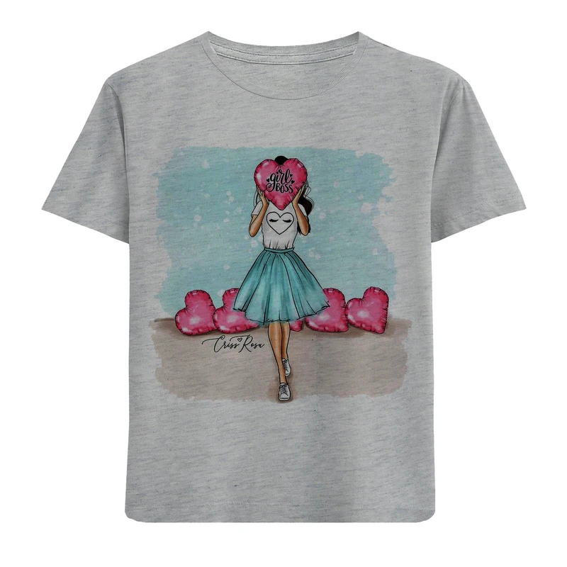 تی شرت آستین کوتاه بچگانه مدل دخترک M44