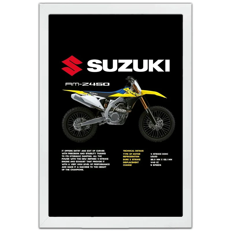 تابلو بکلیت طرح موتور سوزوکی Suzuki RM-Z450 مدل W-po1690 فریم سفید