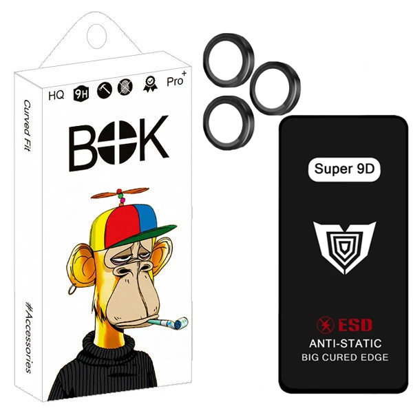 محافظ صفحه نمایش بوک مدل Super 9D Touch R1 مناسب برای گوشی موبایل سامسونگ Galaxy s24 fe به همراه محافظ لنز دوربین