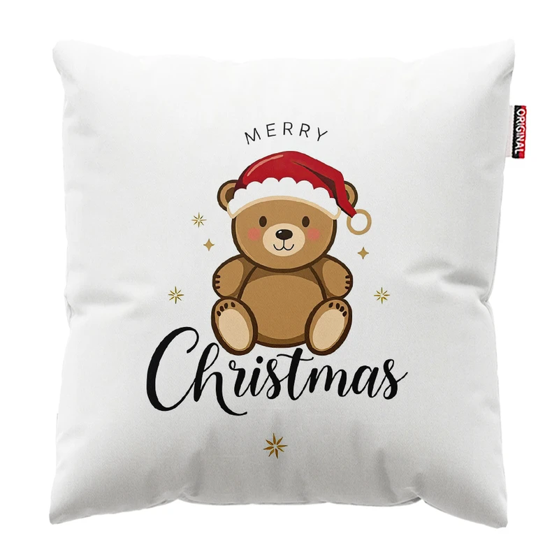 کوسن پاد آفرین مدل کریسمس طرح خرس تدی کد PK402496 سایز 40*40 سانتی متر 