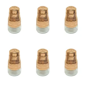 نمکدان مسی مدل کف شیشه ای مجموعه 6 عددی