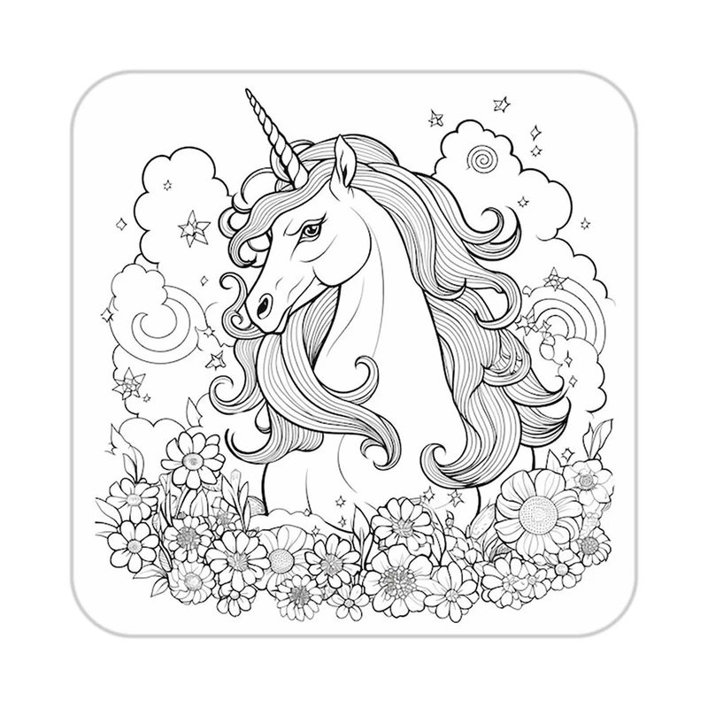 زیر لیوانی کاکتی طرح اسب تک شاخ و یونیکورن مدل mp32561