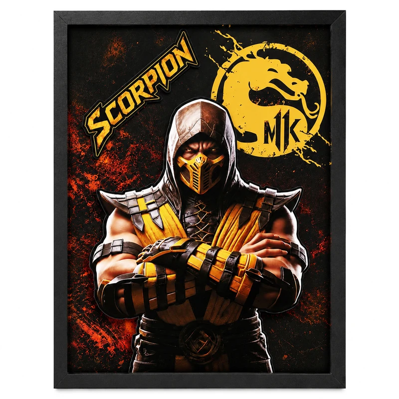 تابلو طرح سه بعدی مدل scorpion فریم قهوه ای