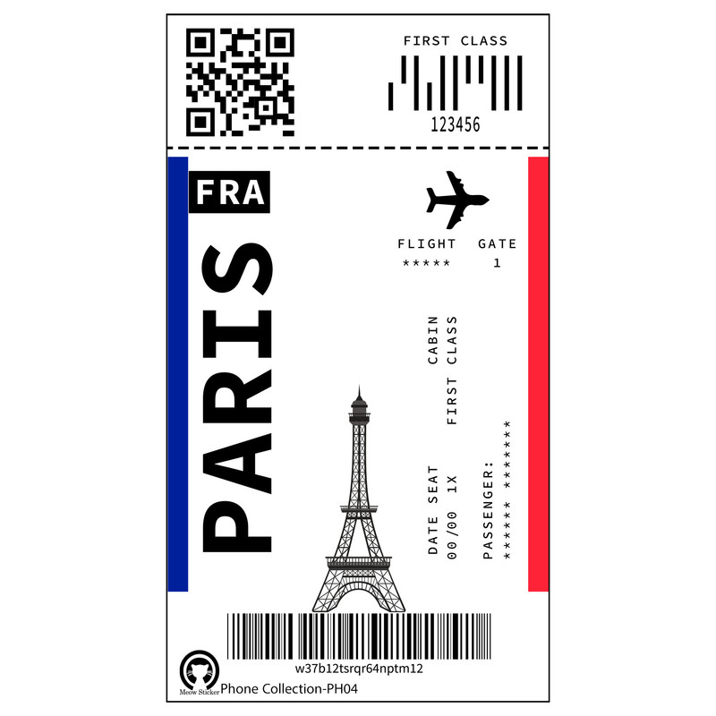برچسب تزئینی موبایل و تبلت مدل تیکت پاریس- کد PH04