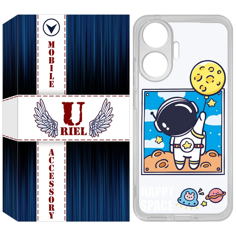 کاور یوریل مدل Clear کد 7 طرح فضانورد مناسب برای گوشی موبایل شیائومی Poco F7