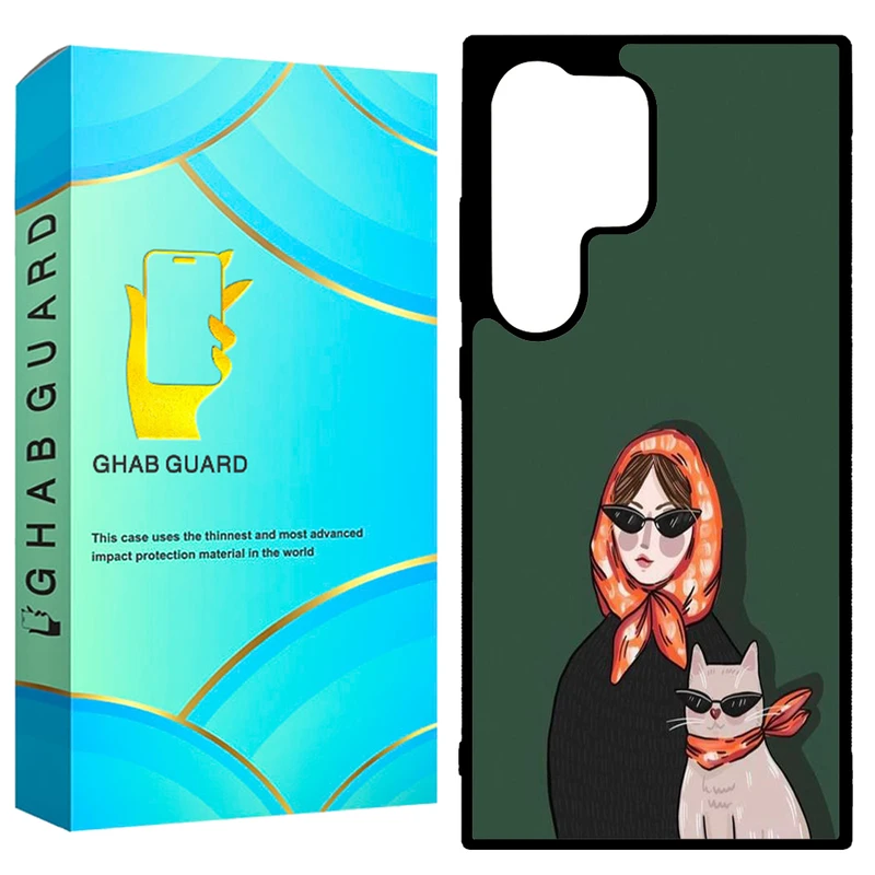کاور قاب گارد طرح دختر و گربه مدل GCHPD24U مناسب برای گوشی موبایل سامسونگ Galaxy S24 Ultra 5G       