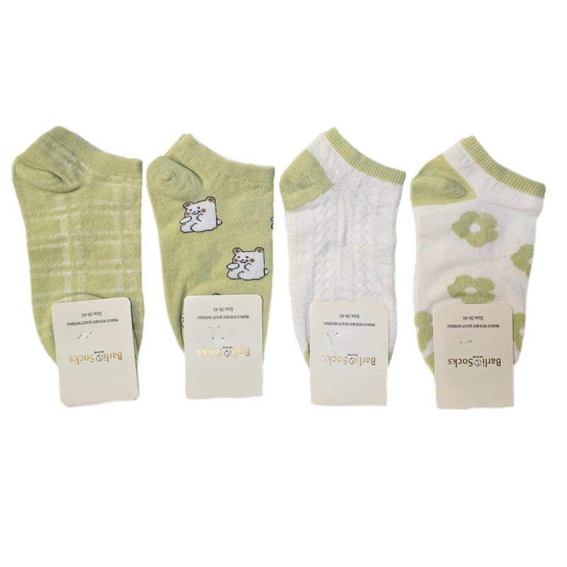 جوراب ساق کوتاه زنانه مدل بارلی عروسکی  بسته 4 عددی