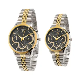 ست ساعت مچی عقربه ای زنانه و مردانه مدل تک موتوره صفحه بند فلزی