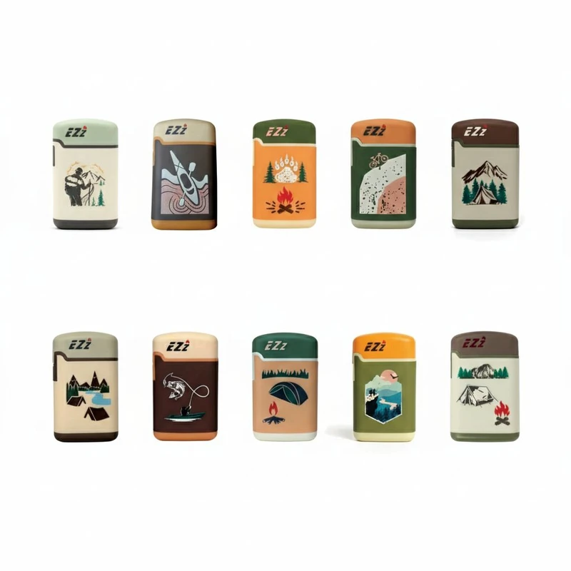 فندک گازی مدل Ezz طرح کمپینگ مجموعه 10 عددی