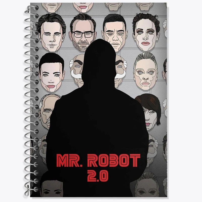 دفتر زبان 50 برگ خندالو مدل سه خط طرح سریال آقای ربات Mr.Robot کد 10230