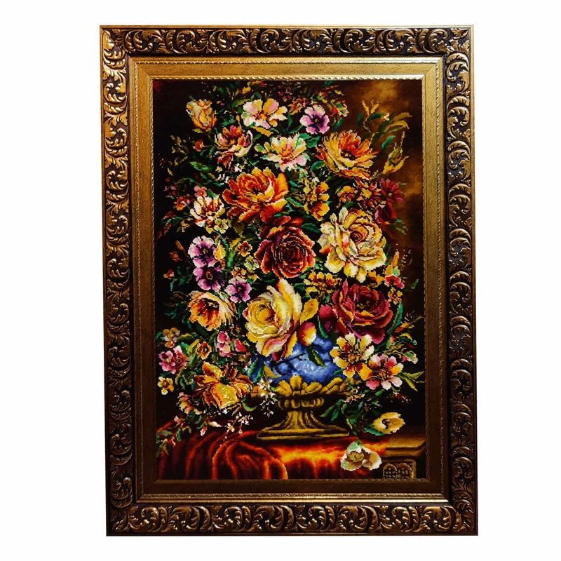 تابلو فرش دستبافت طرح گل خوشبختی مدل 46