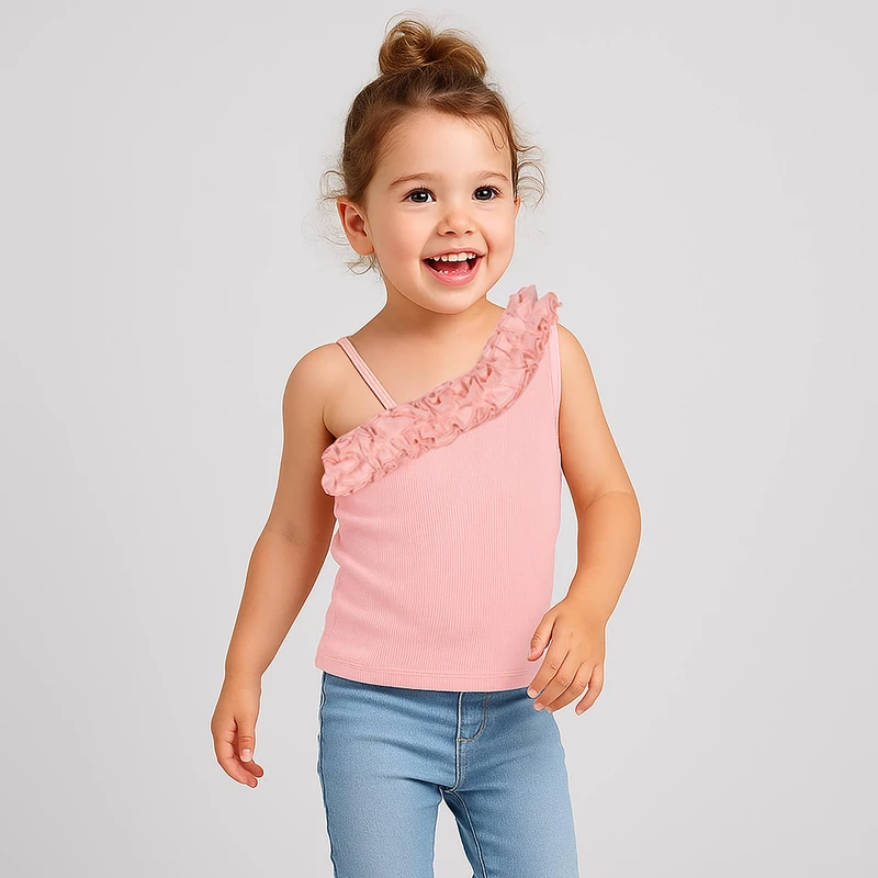 تاپ دخترانه دل آویز مدل T367 رنگ گلبهی