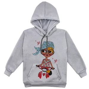 هودی دخترانه مدل عینکی F69 رنگ طوسی