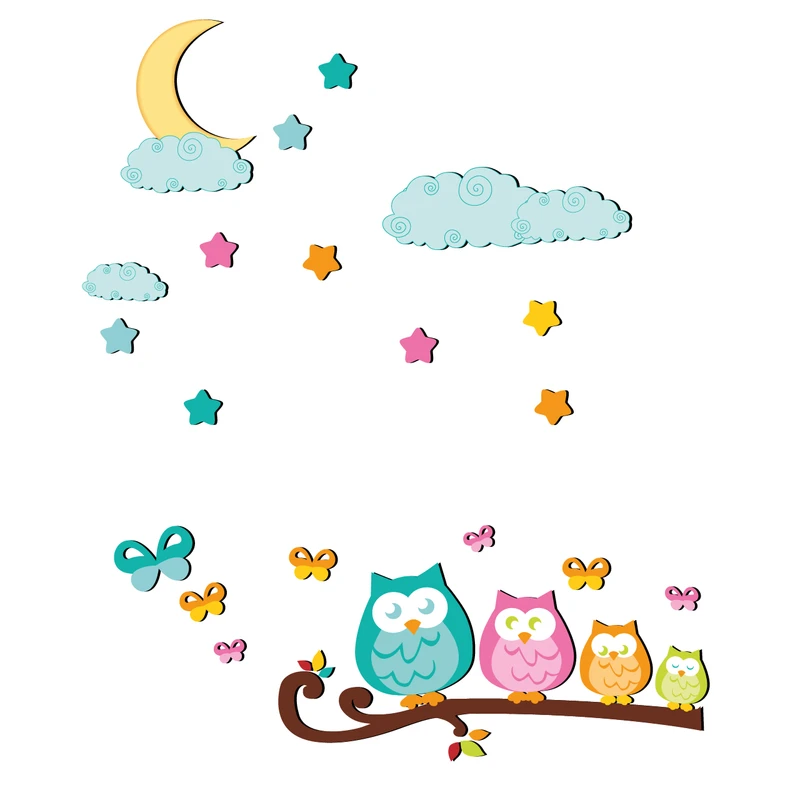 استیکر چوبی باروچین طرح Owl family