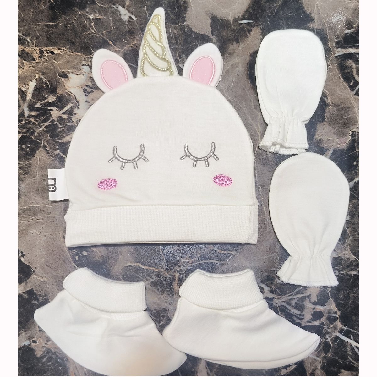 ست کلاه و دستکش و پاپوش نوزادی مادرکر مدل unicorn -  - 3