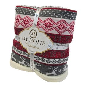 پتو مای هوم مدل کریسمسی پشت خز دار سایز 160x210 سانتی متر