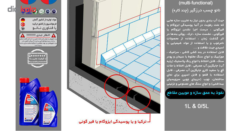 محلول درزگیر نانو پوش مدل nps1w100_1Lit حجم 1 لیتر محلول درزگیر نانو پوش مدل nps1w100_1Lit حجم 1 لیتر