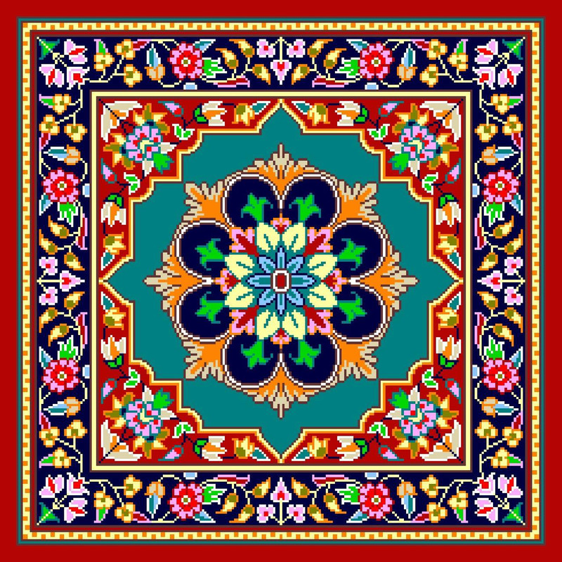 نخ و نقشه تابلو فرش بهزاد طرح کوسن کد 3