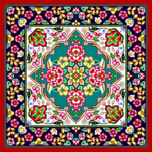 نخ و نقشه تابلو فرش بهزاد طرح کوسن کد 2