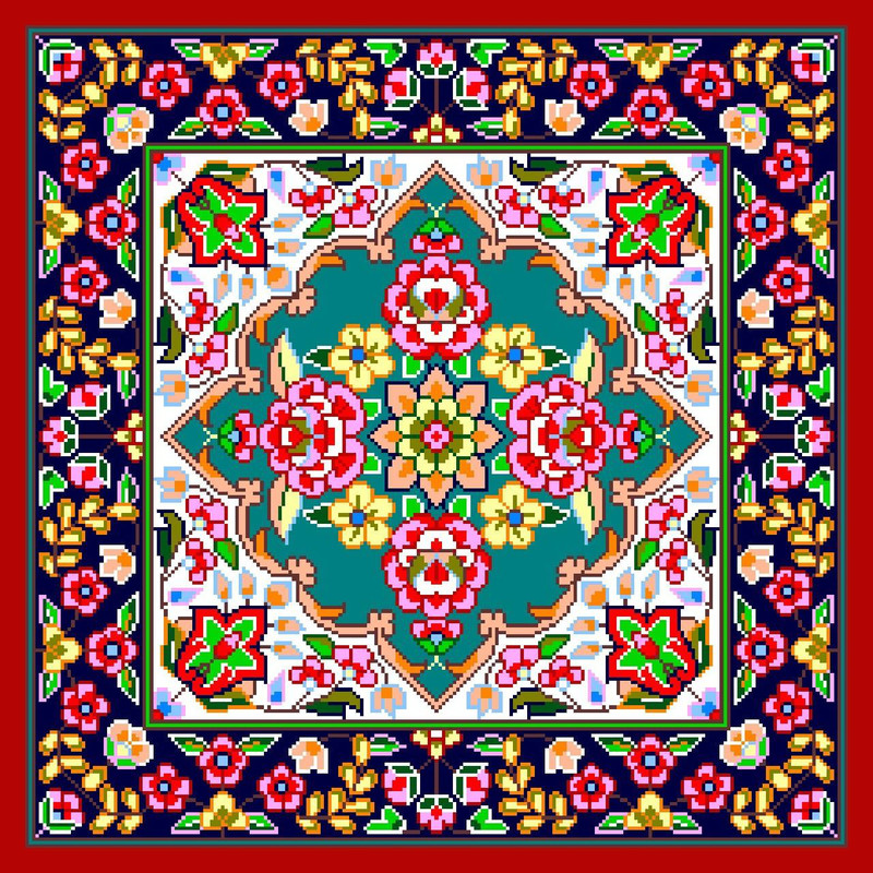نخ و نقشه تابلو فرش بهزاد طرح کوسن کد 2