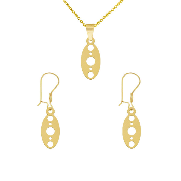 نیم ست طلا 18 عیار زنانه طلای کامک طرح بیضی