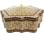 شکلات خوری خاتم کاری گالری دست نگار طرح شش ضلعی کنگره ای بزرگ