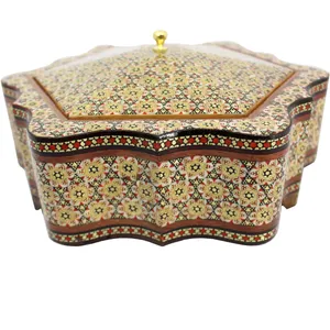 شکلات خوری خاتم کاری گالری دست نگار طرح شش ضلعی کنگره ای بزرگ