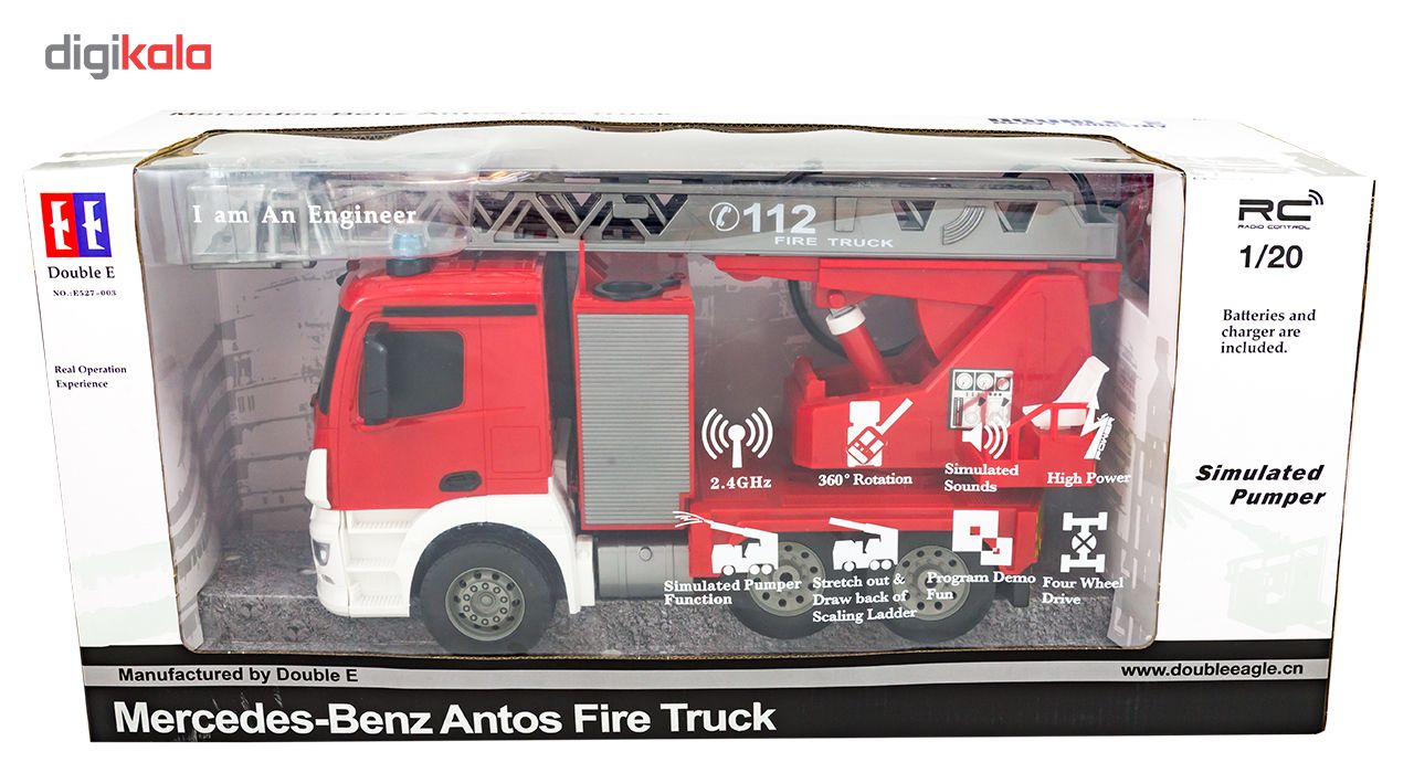 ماشین بازی کنترلی دبل ای مدل Mercedes Benz Antos Fire Truck
