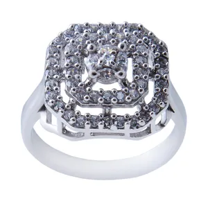 انگشتر نقره زنانه بازرگانی میلادی مدل فول نگین برلیان بدون ریزش کد AWR_524