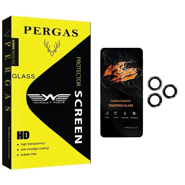 محافظ صفحه نمایش وایلی نایس مدل Pergas Antistatic مناسب برای گوشی موبایل اپل iPhone 11 Pro Max به همراه محافظ لنز گوشی