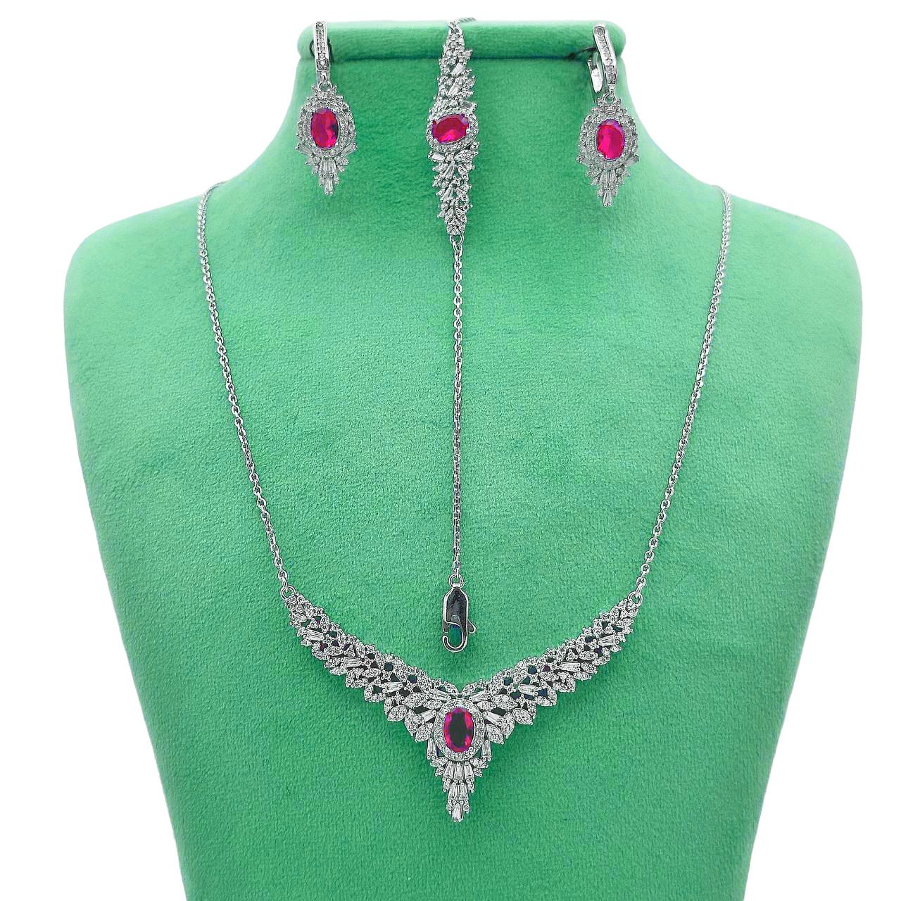 نیم ست نقره زنانه مدل مبینا NSH-RZZDEH-094