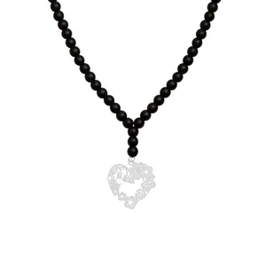 گردنبند نقره زنانه هایکا مدل قلب و گل n.ha1 -362