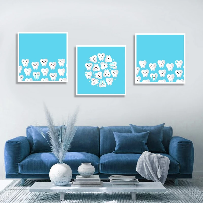 تابلو بکلیت طرح سلامت دندان و دندانپزشکی مدل شاین اکلیلی W-1317 مجموعه 3 عددی