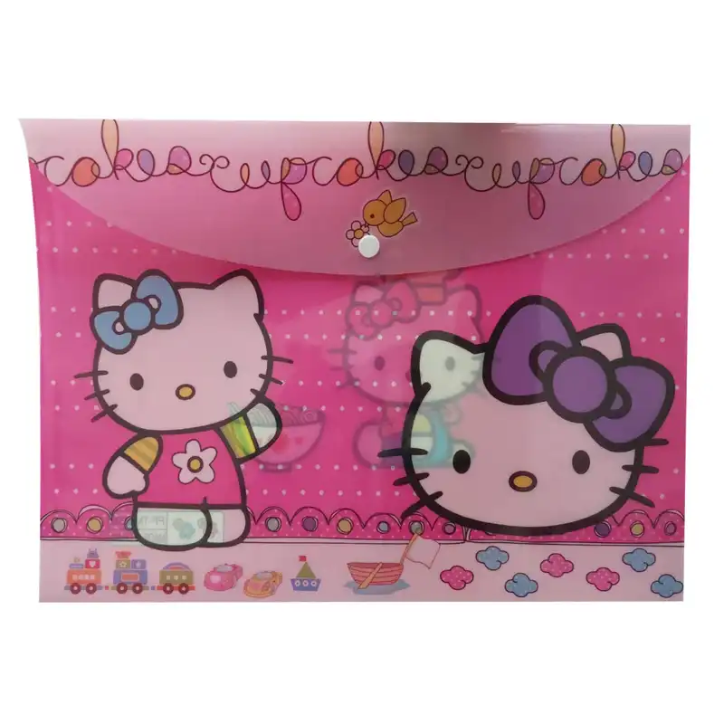 پوشه دکمه دار مدل فانتزی طرح کیتی سایز A4