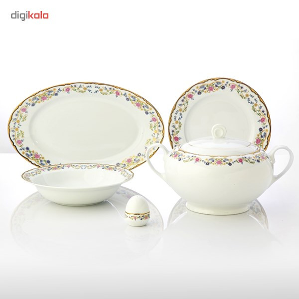 سرویس چینی 102 پارچه کامل غذا خوری چینی زرین ایران سری ایتالیا اف مدل گلستان درجه عالی