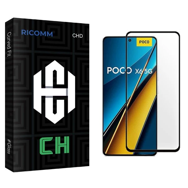 محافظ صفحه نمایش شیشه ای ریکام مدل CH FullGlue مناسب برای گوشی موبایل شیائومی poco x6
