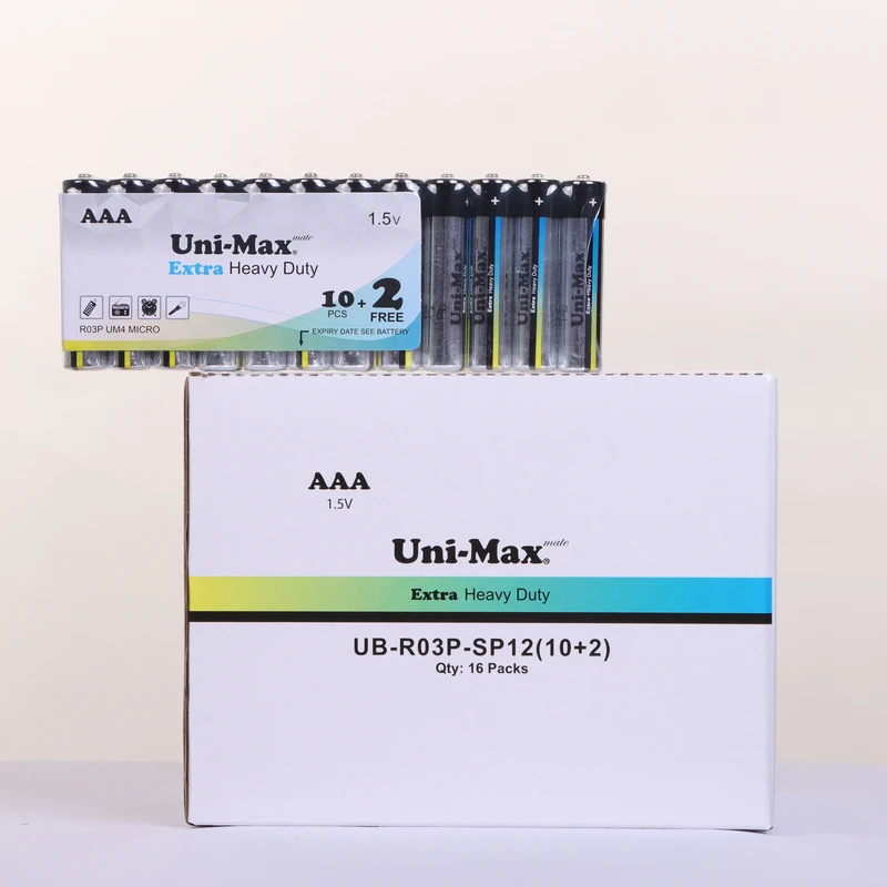 عکس شماره 3 : باتری نیم قلمی یونی مکس مدل extra heavy duty بسته 12 عددی