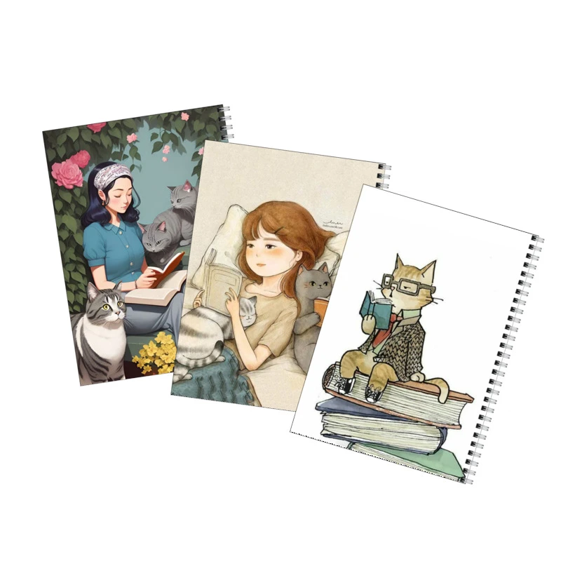 دفتر مشق 80 برگ بامبیلیپ طرح گربه کتابخوان کد 21 مجموعه 3 عددی