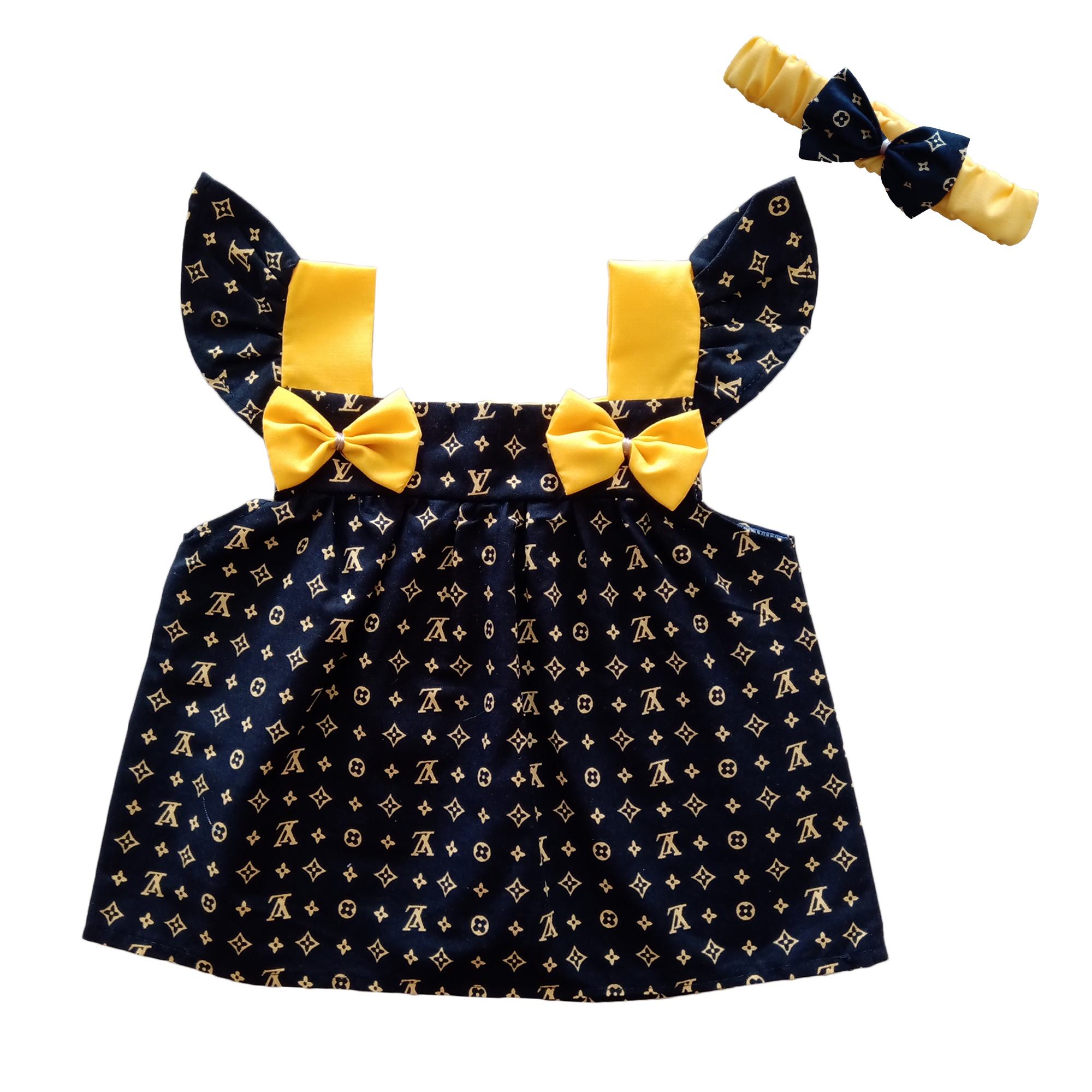 ست پیراهن و هدبند نوزادی مدل 2020 کد 1