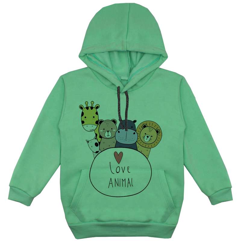 هودی پسرانه مدل  حیوانات F203 رنگ سبز