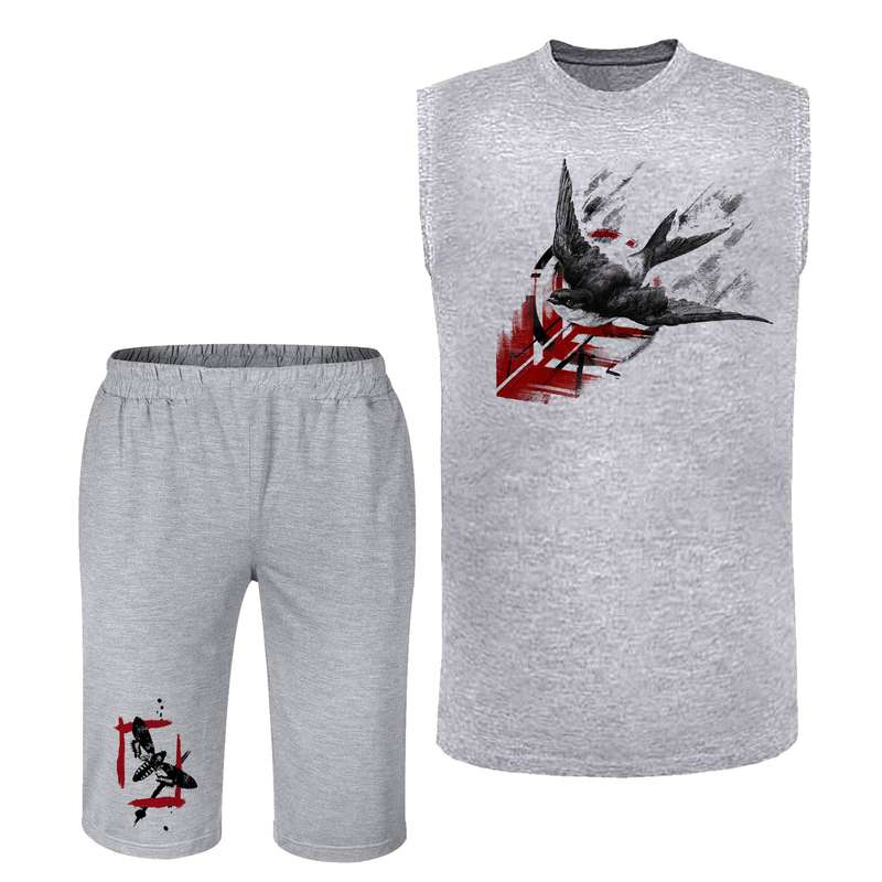 ست تاپ و شلوارک مردانه مدل پرنده کد J49