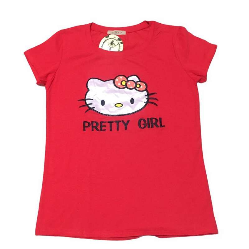 تی شرت آستین کوتاه دخترانه مدل 02 رنگ قرمز