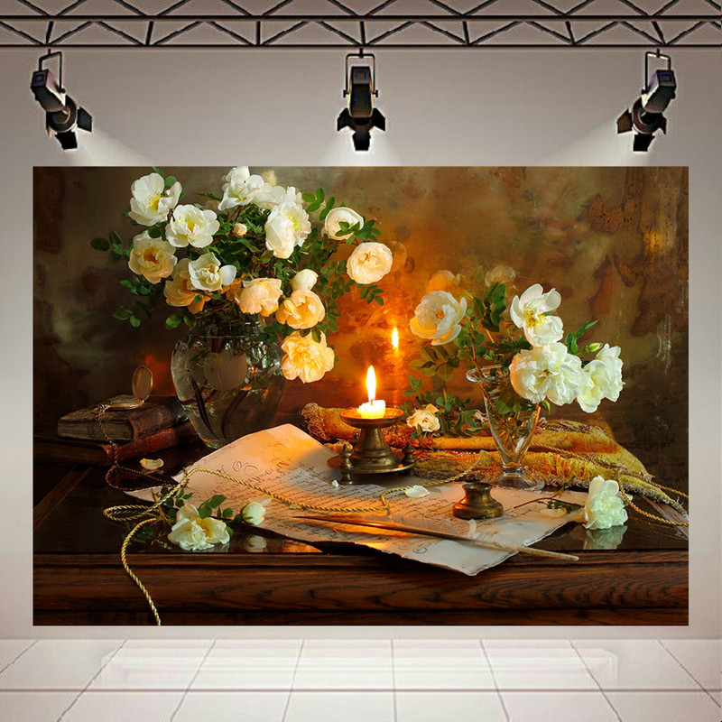 پوستر مدل بک لایت طرح کلاسیک شمع و گل