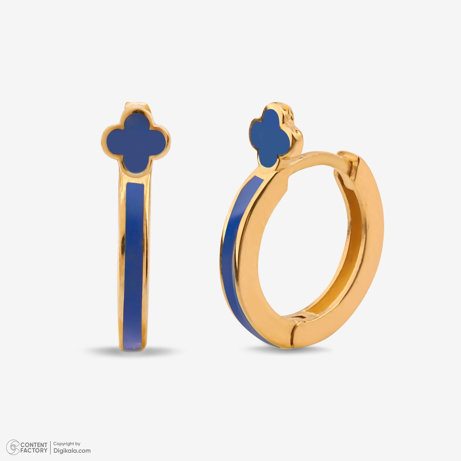 گوشواره حلقه‌ای طلا کم اجرت 18 عیار زنانه با طرح ونکلیف آرپلز گلدم مدل E244018 -  - 2