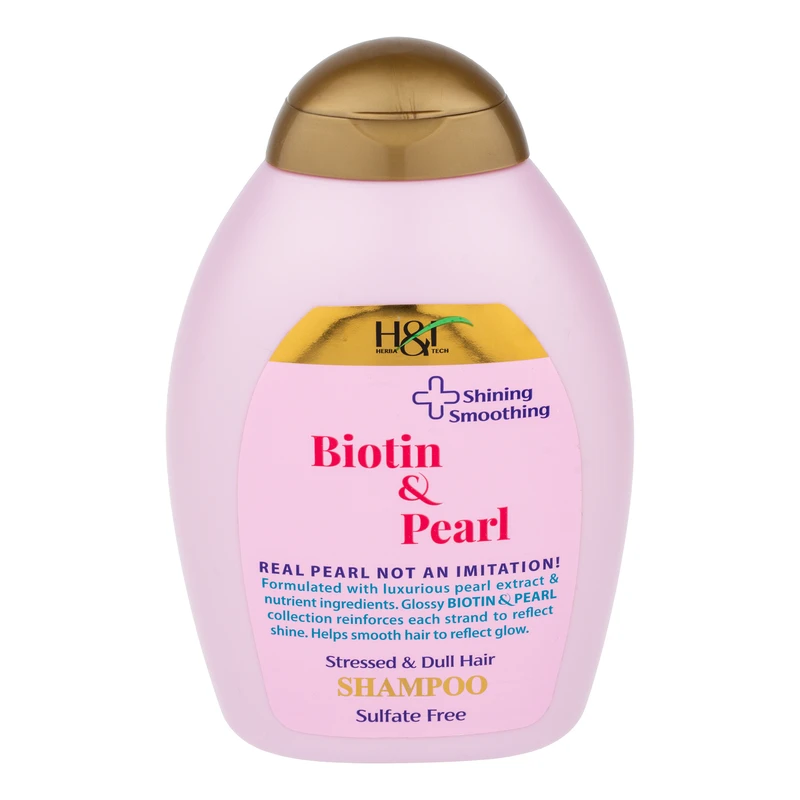 شامپو مو هرباتک مدل Biotin & Pearl مناسب برای موهای نازک و شکننده حجم 385 میلی لیتر
