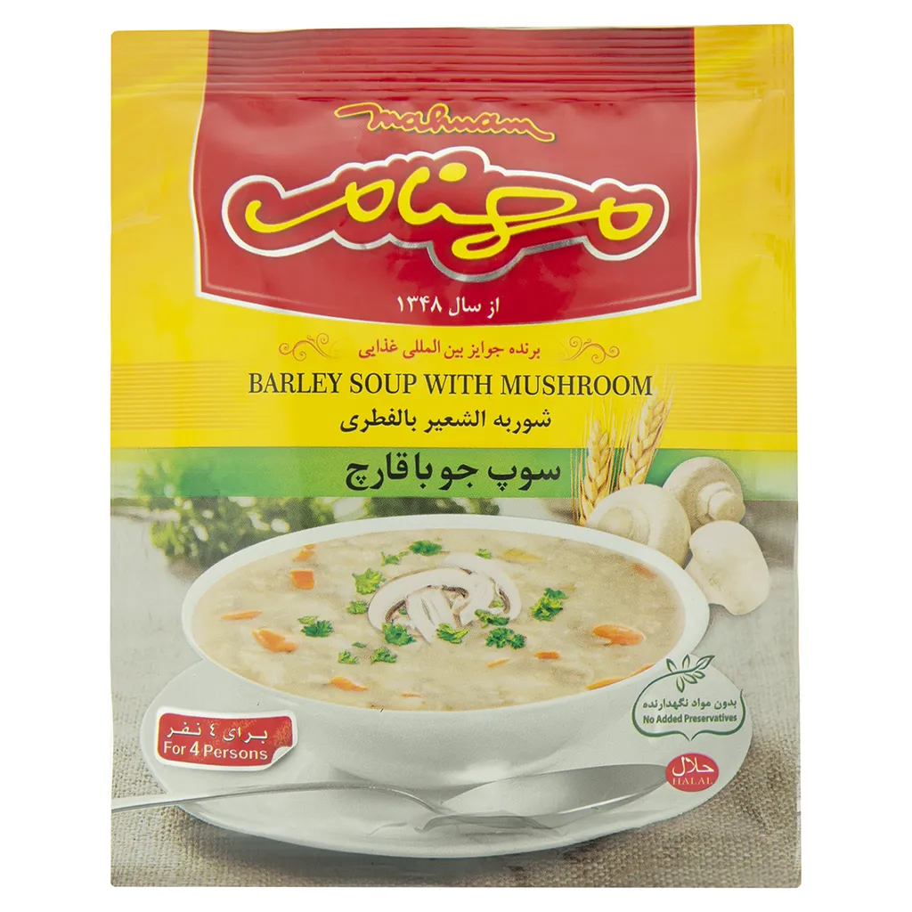 سوپ جو با قارچ مهنام مقدار 75 گرم