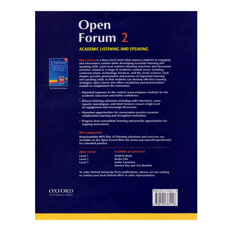 کتاب Open Forum 2 Academic Listening and Speaking اثر Angela Blackwell And Therese Naber انتشارات الوندپویان
