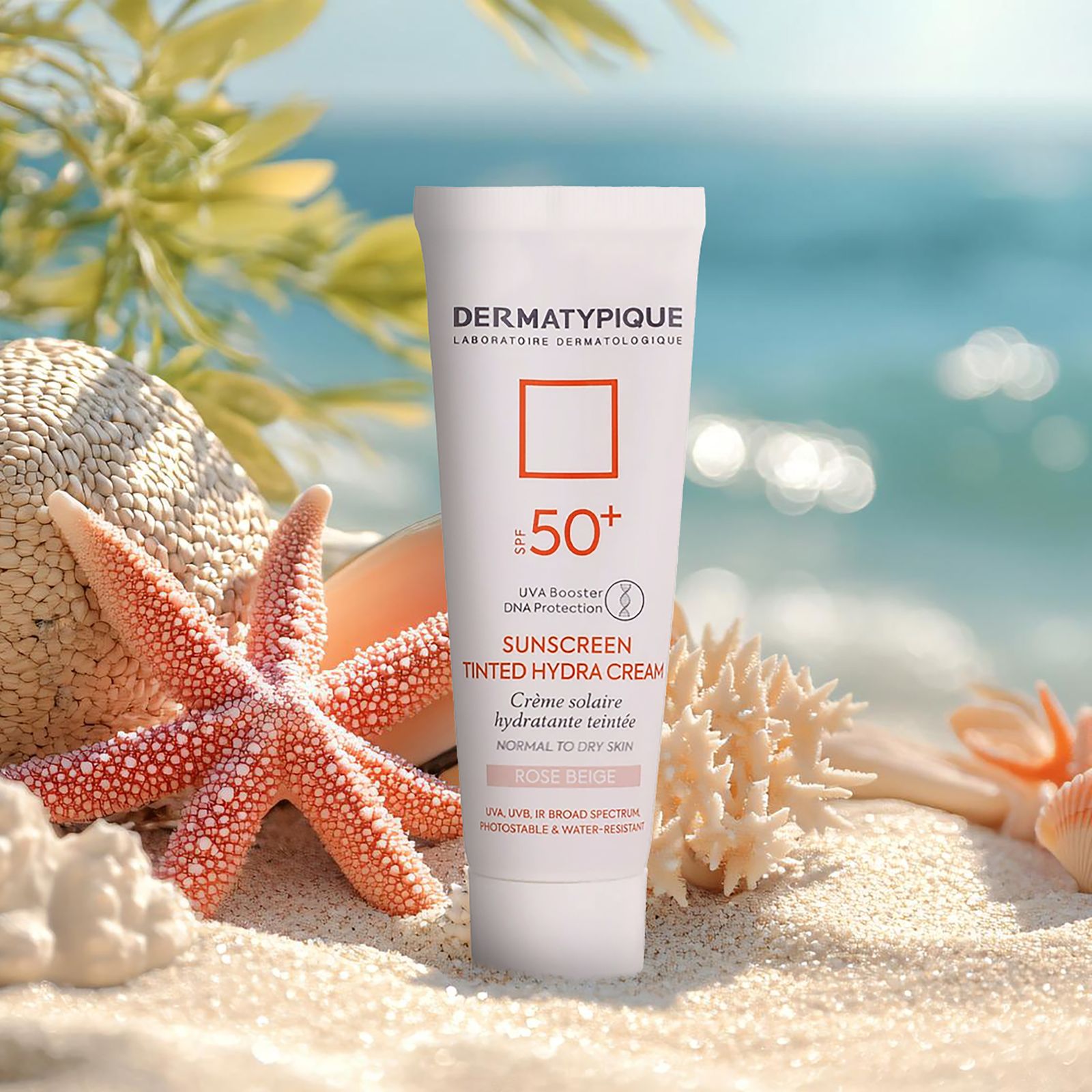 کرم ضد آفتاب رنگی درماتیپیک، 50 SPF، مدل هیدرا، مناسب پوست نرمال تا خشک تنالیته رنگ روشن و حجم 50 میلی‌لیتر، محافظت کننده در برابر اشعه UVA، UVB، IR، ضد آب، ضد خطوط ریز و پیری پوست، مرطوب کننده، التیام‌بخش، با ماندگاری 2 ساعته -  - 6