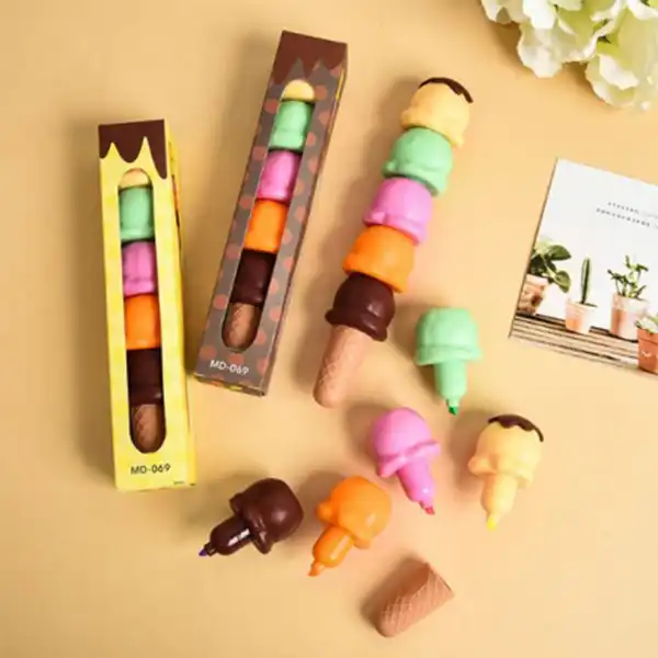 ماژیک علامتگذار مدل بستنی قیفی مجموعه 5 عددی